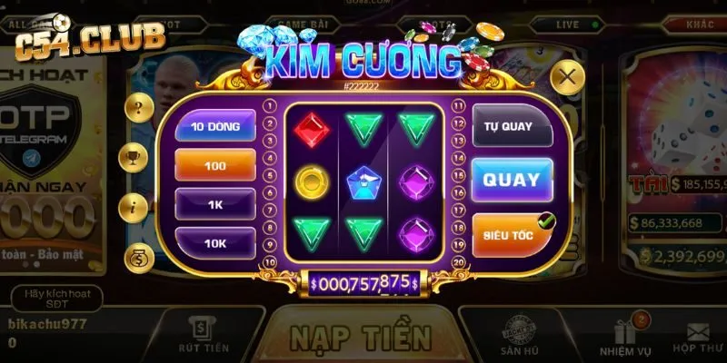 Các đế độ quay mini game kim cương